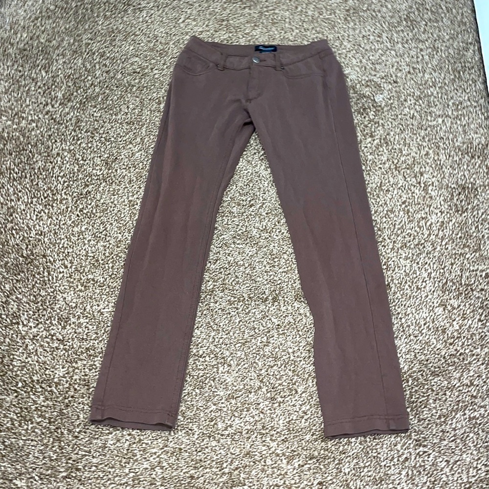 Brown skinny leg pants